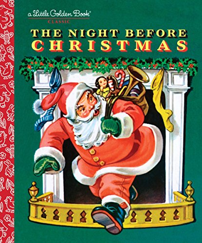 Cover of "The Night Before Christmas" Little Golden Book, Santa by fireplace.
