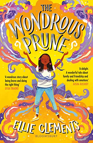 Book cover: girl with arms raised amidst colorful, swirling illustrations.