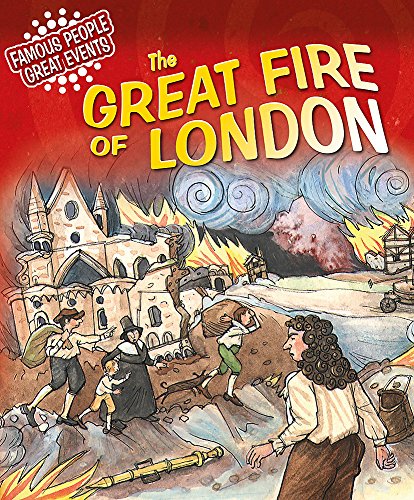 Book cover depicting the 1666 Great Fire of London with fleeing figures.