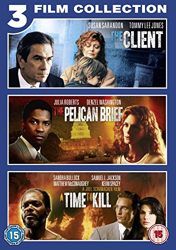 DVD cover featuring cast portraits from "The Client", "Pelican Brief", and "Time to Kill".