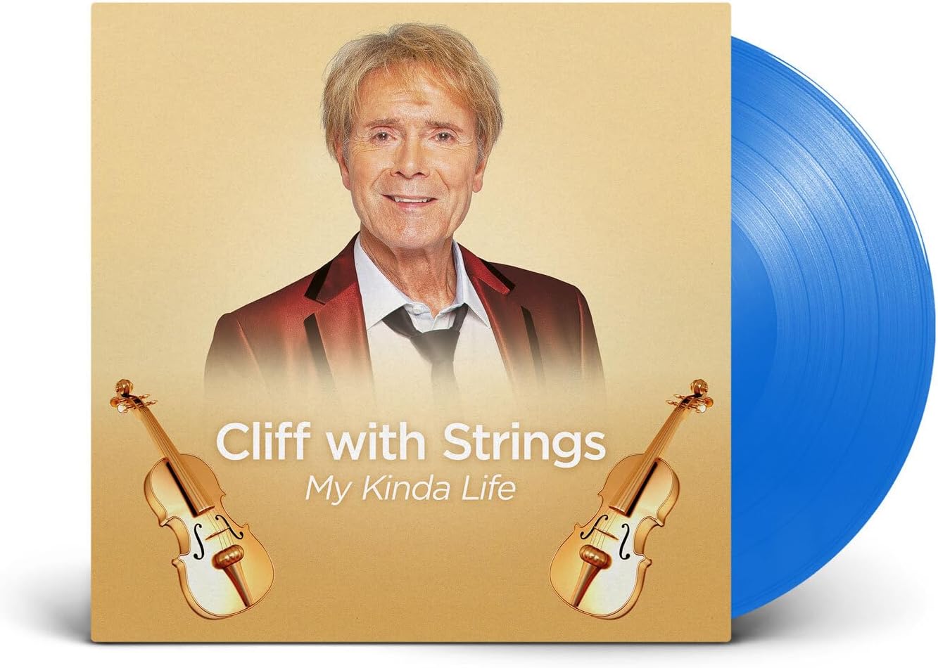 Cliff Richard album cover with blue vinyl record beside it.