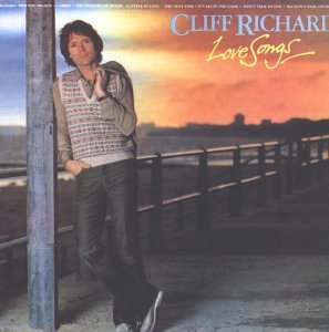Cliff Richard album cover, "Love Songs", featuring the artist leaning on a post.