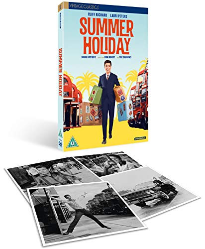 DVD cover for "Summer Holiday" featuring Cliff Richard with travel imagery.