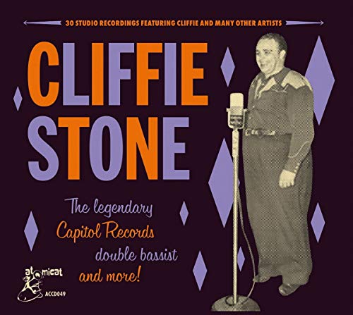 CD cover with Cliffie Stone standing by a microphone, purple and orange text.