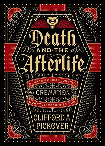 Book cover with ornate black and red design, skull, and title “Death And The Afterlife”.