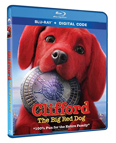 Blu-ray cover featuring Clifford the Big Red Dog with a compass.