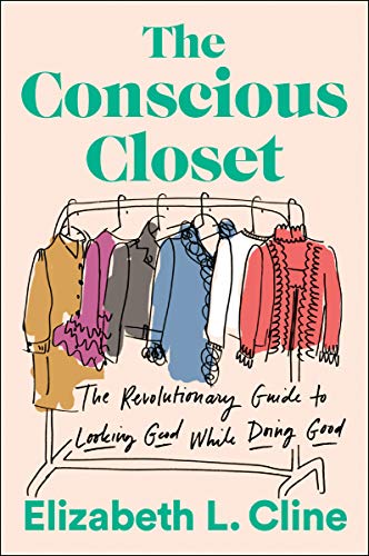 Book cover with sketched clothes hanging on a rack, titled "The Conscious Closet.