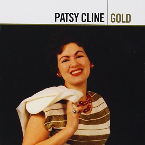 Patsy Cline album cover, portrait of singer in striped top.