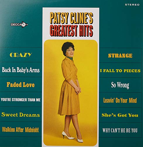 Patsy Cline’s Greatest Hits vinyl record cover with her portrait.