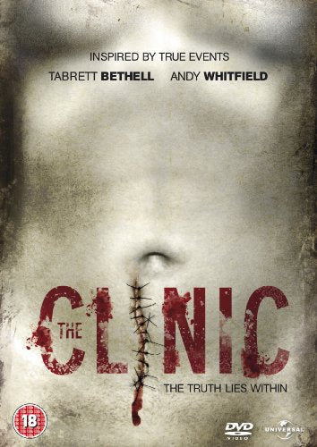 DVD cover for "The Clinic" featuring a distressed face and red text.