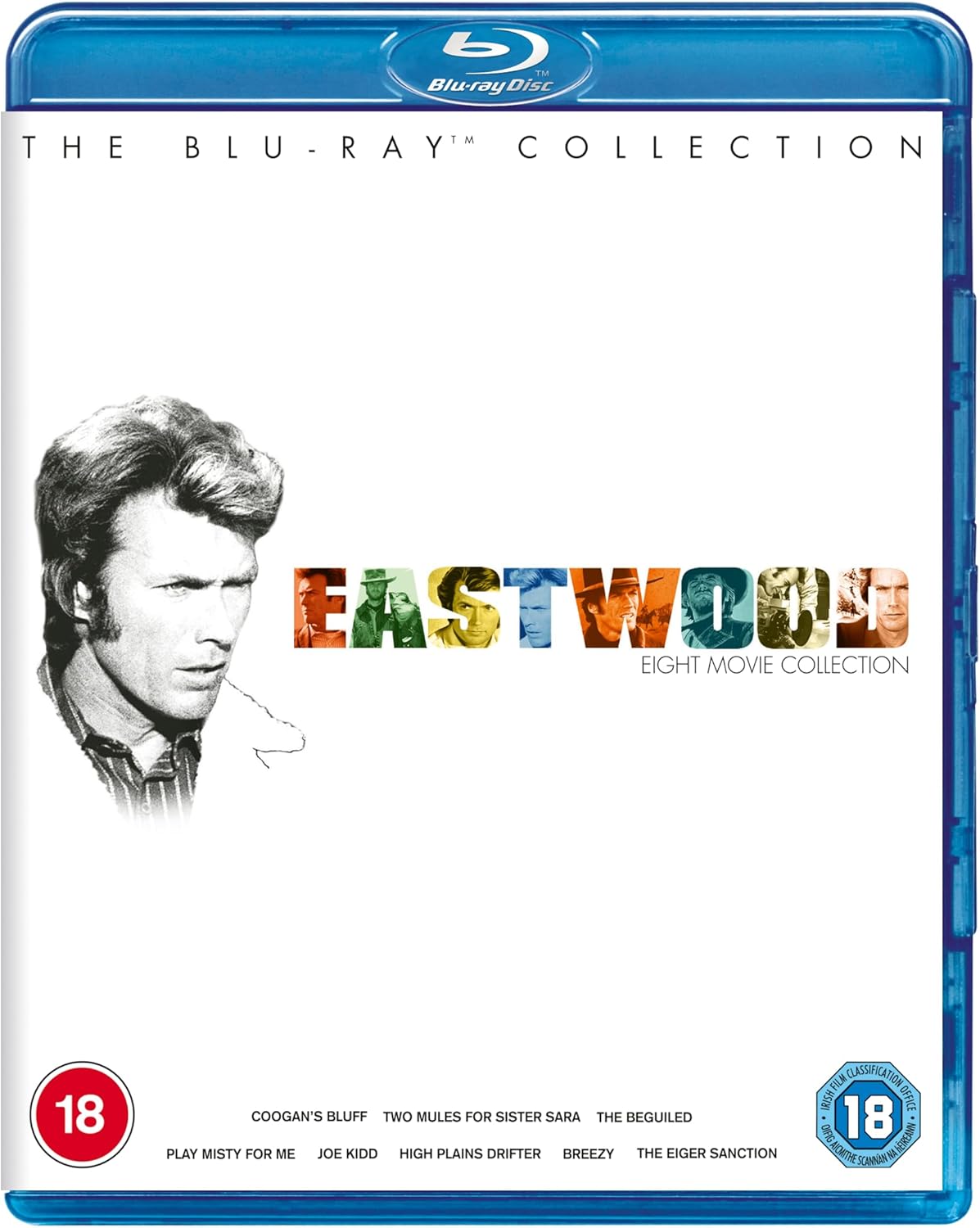 Clint Eastwood Blu-ray collection cover with film stills and portrait.