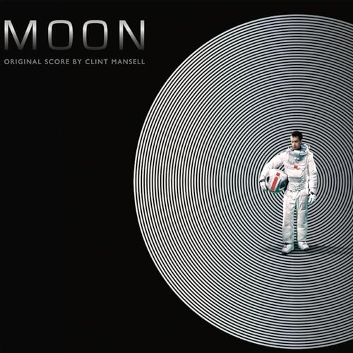 “Moon” soundtrack vinyl cover with astronaut silhouette and circular design.