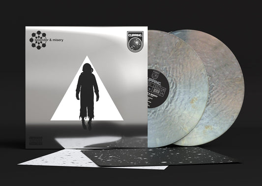 Vinyl record of Clipping’s “Splendor & Misery” with cover art and marbled disc.