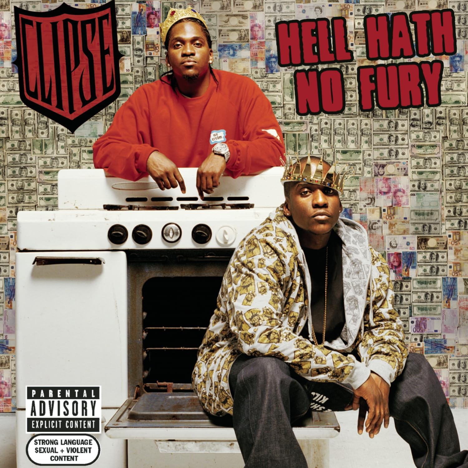 Clipse album cover and two gold vinyl records displayed together.