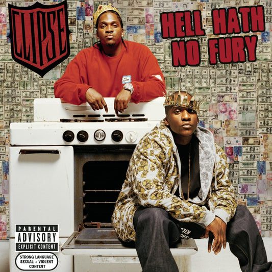 Clipse album cover and two gold vinyl records displayed together.
