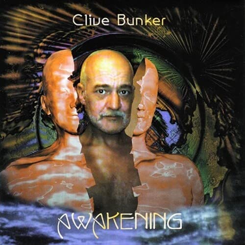 CD cover for Clive Bunker’s “Awakening” featuring a man with fractured faces.
