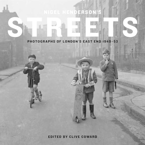 Black and white cover of book “Streets” featuring children on a London street.