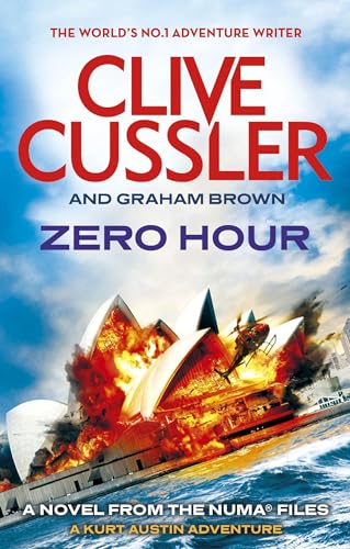 Book cover: "Zero Hour" by Clive Cussler, depicting a building explosion.