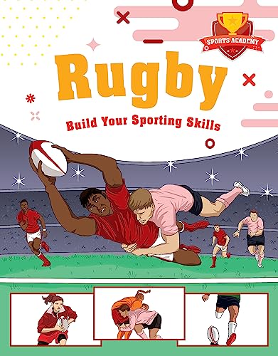 Book cover showing rugby players in action on a field with smaller inset images.
