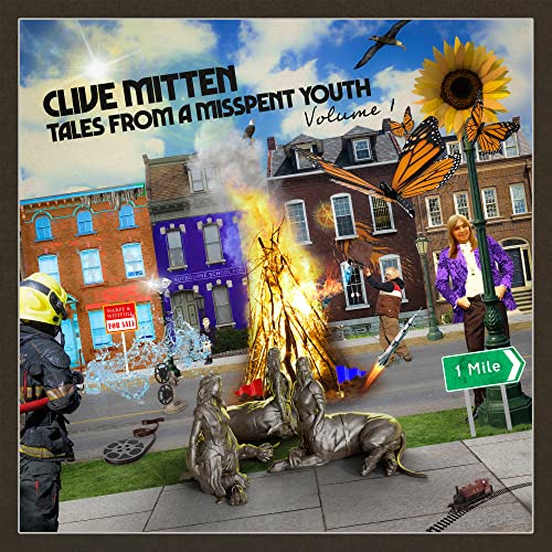 CD cover: chaotic street scene with fire, people, and animals.