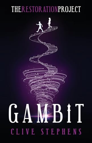 Book cover showing silhouettes walking up a spiral staircase against a dark purple background.