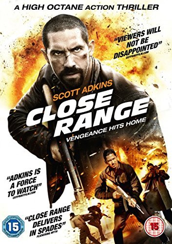 DVD cover for "Close Range" featuring Scott Adkins with gun imagery.