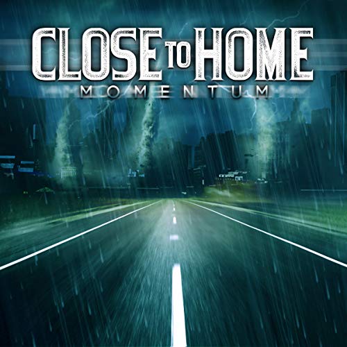 CD cover for "Close To Home - Momentum" with a rainy cityscape.