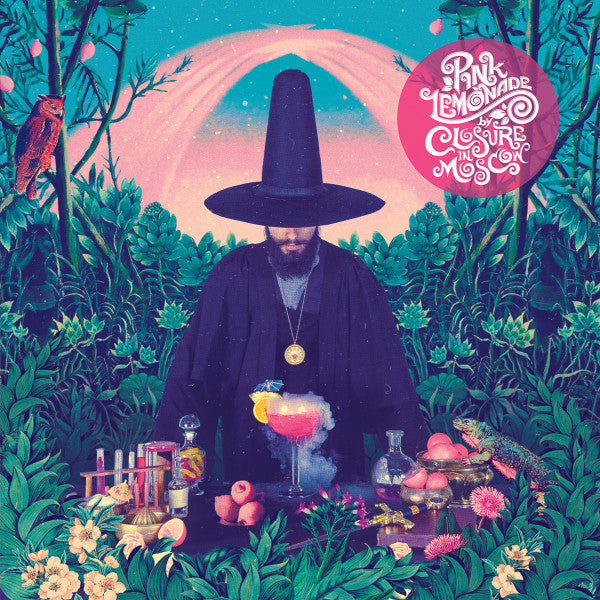 Album cover: figure in black robe amidst lush, colorful foliage.