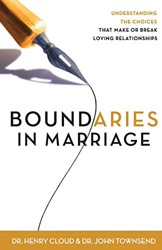 Book cover: "Boundaries in Marriage" with a pen and black ink line.