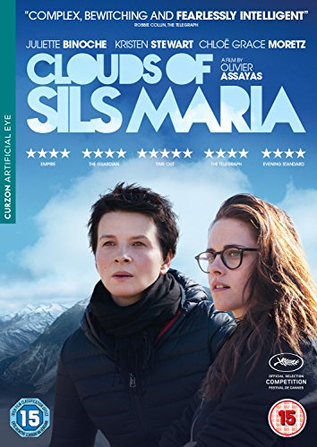 DVD cover for “Clouds of Sils Maria” featuring Binoche and Stewart.