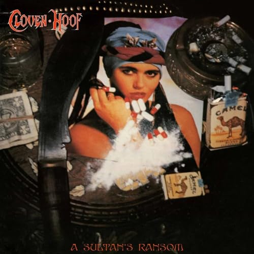 Cloven Hoof album cover: a man in Middle Eastern attire with coins.