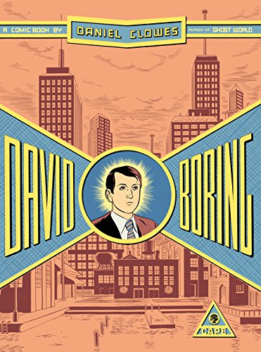 Comic book cover: illustrated young man in city landscape, title "David Boring".