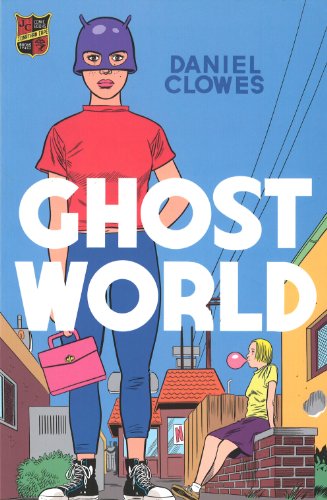 Book cover illustration featuring a girl in a purple helmet and another blowing bubblegum.
