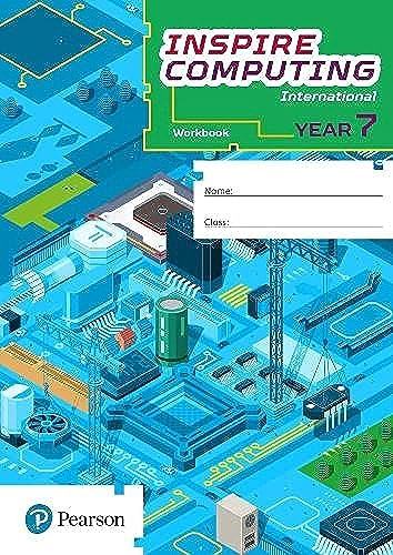 Inspire Computing International Year 7 workbook cover with a blue circuit board background.