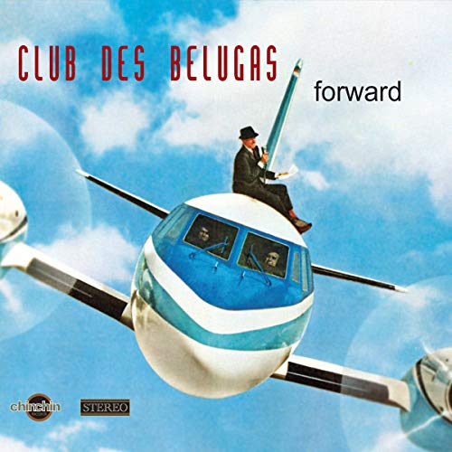CD cover: man on airplane nose in a blue sky.