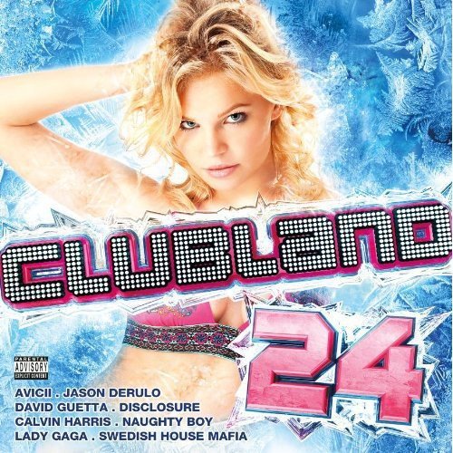 CD cover for “Clubland 24” featuring a blonde woman and icy graphics.