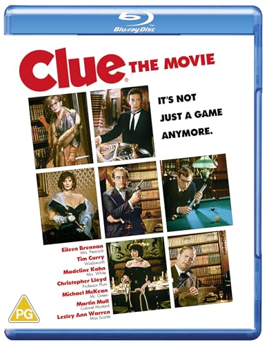 Clue" movie Blu-ray cover with a collage of character portraits.