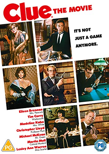 Clue" movie DVD cover featuring six character portraits in a collage.