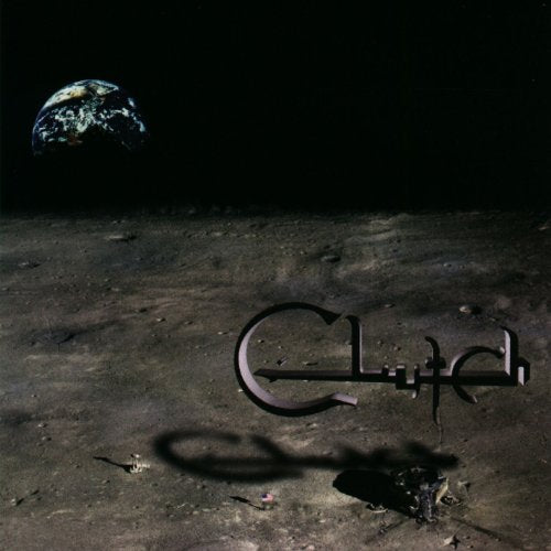 Clutch album cover: Earth rising above a dark, cratered surface.