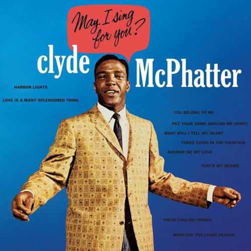 Clyde McPhatter album cover featuring a man in a patterned suit against a blue background.