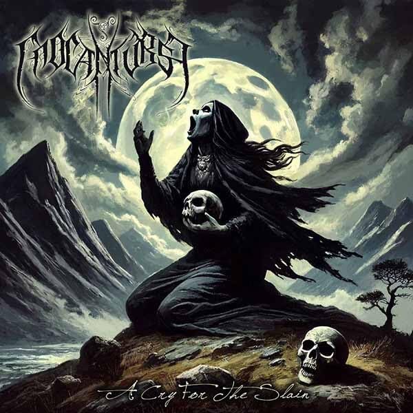 Dark fantasy album cover featuring a cloaked figure and skull.