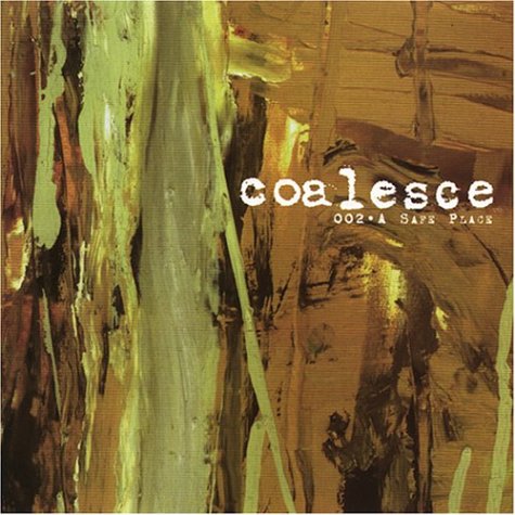 CD cover with abstract green and brown brushstroke painting, text “coalesce”.