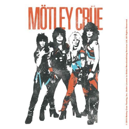 Mötley Crüe band members in distressed, colorful graphic print.