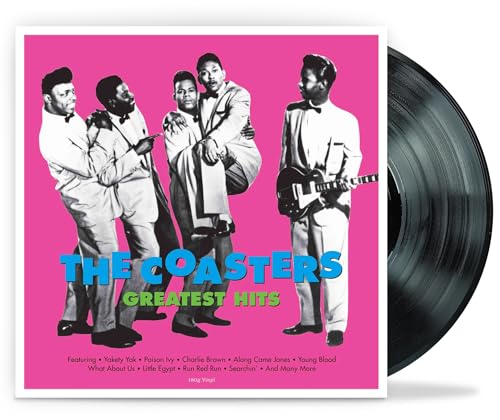 The Coasters “Greatest Hits” vinyl record with band portrait and black disc.