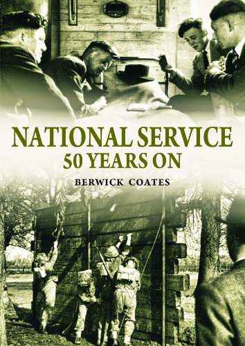 Book cover: "National Service Fifty Years On" with vintage military photos.