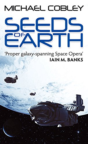 Book cover: “Seeds of Earth” with spaceship against Earth backdrop.