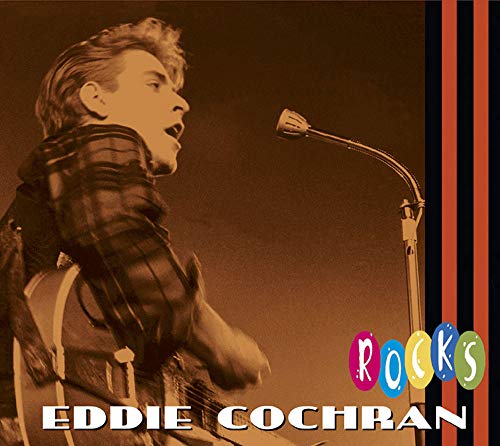 Eddie Cochran portrait on CD cover, performing with a microphone.