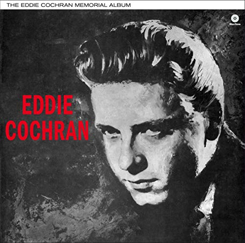 Eddie Cochran album cover featuring a portrait of the singer in red text.