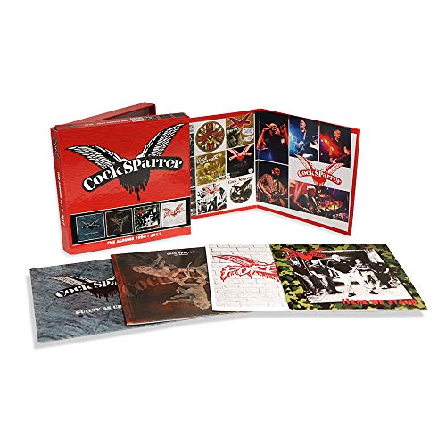 Red box set with "Cock Sparrer" logo, open to reveal images, with CDs below.