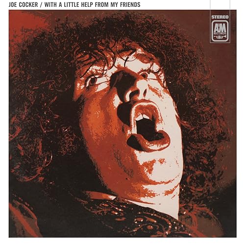 Joe Cocker album cover, close-up of a man with curly hair singing.